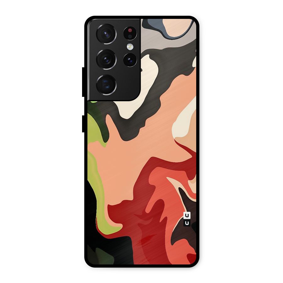 Geometric Abstract Acrylic Oil Pattern Art Metal Back Case for Galaxy S21 Ultra 5G
