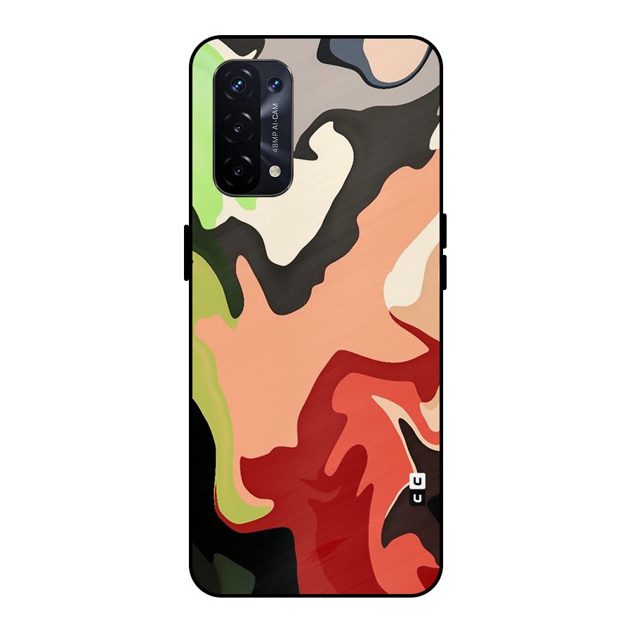 Geometric Abstract Acrylic Oil Pattern Art Metal Back Case for Oppo A74 5G