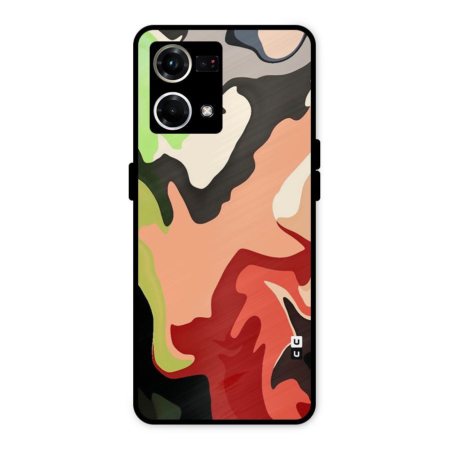 Geometric Abstract Acrylic Oil Pattern Art Metal Back Case for Oppo F21s Pro 4G