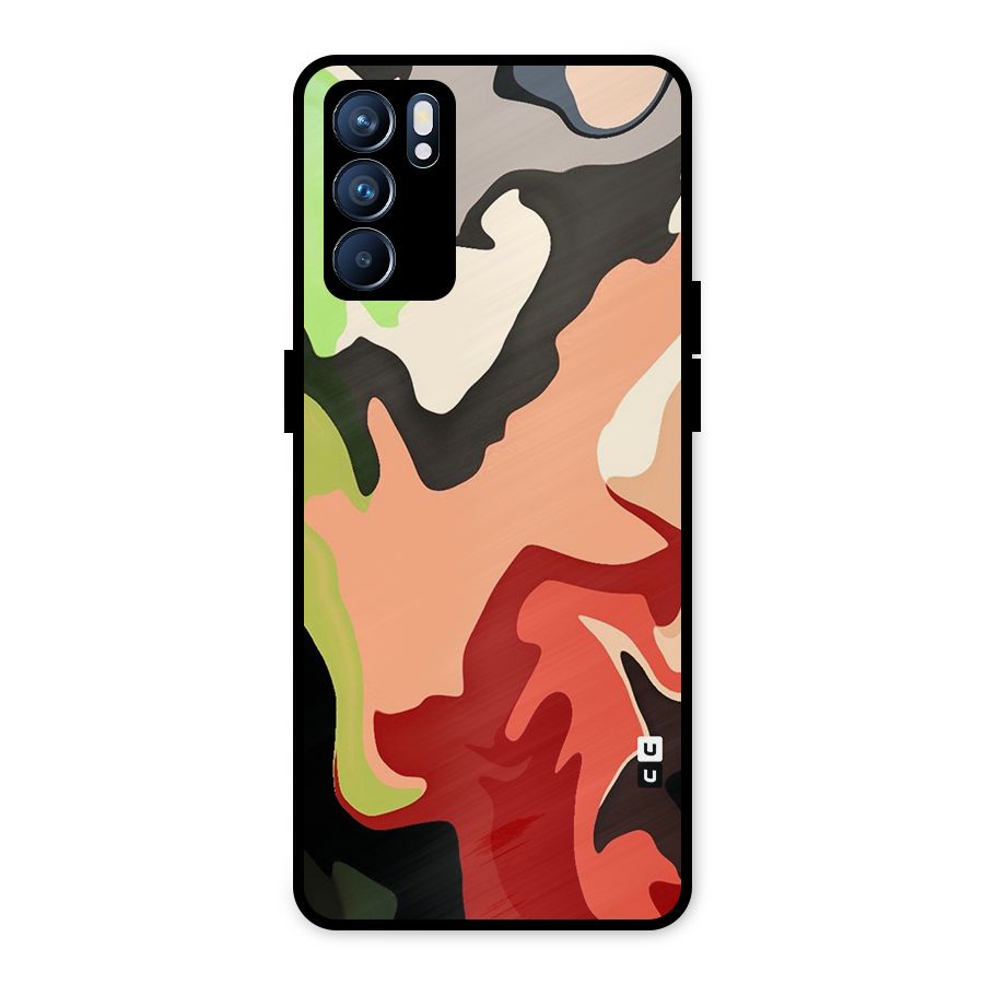Geometric Abstract Acrylic Oil Pattern Art Metal Back Case for Oppo Reno6 5G