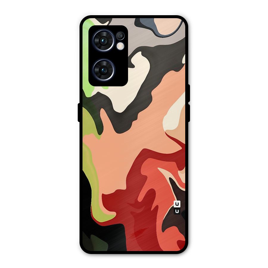 Geometric Abstract Acrylic Oil Pattern Art Metal Back Case for Oppo Reno7 5G