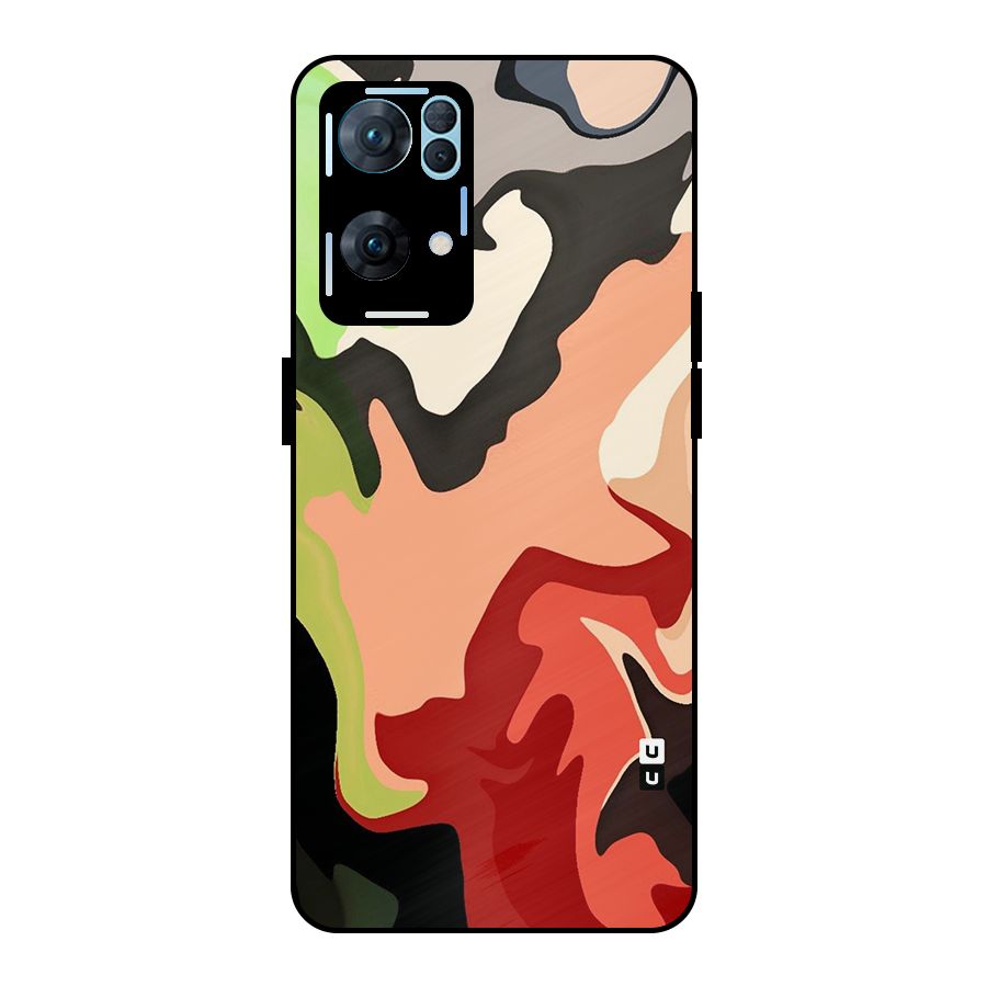 Geometric Abstract Acrylic Oil Pattern Art Metal Back Case for Oppo Reno7 Pro 5G