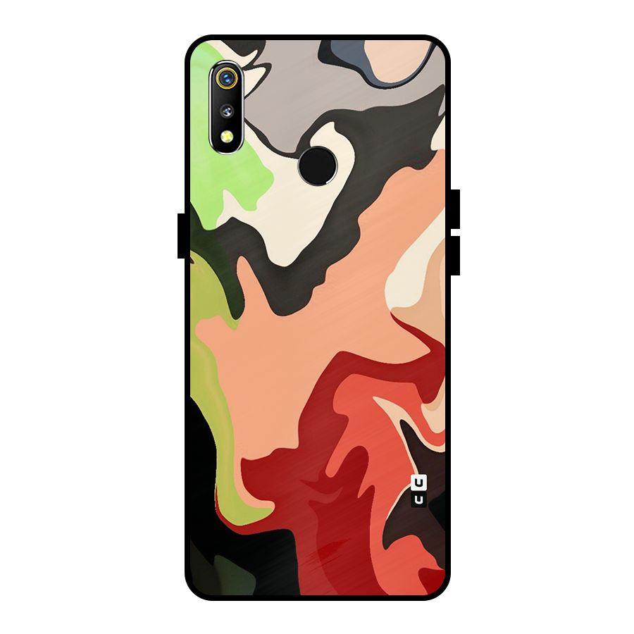 Geometric Abstract Acrylic Oil Pattern Art Metal Back Case for Realme 3i