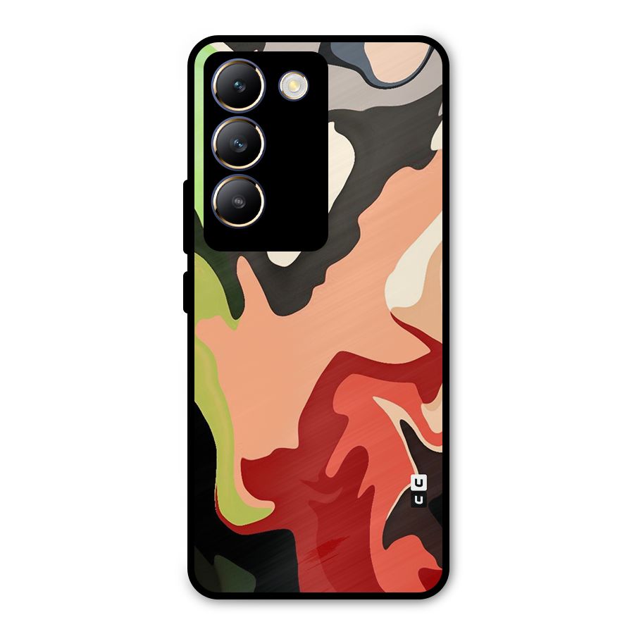 Geometric Abstract Acrylic Oil Pattern Art Metal Back Case for Vivo T3 5G