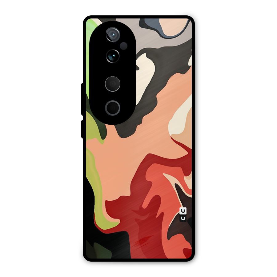 Geometric Abstract Acrylic Oil Pattern Art Metal Back Case for Vivo T3 Ultra