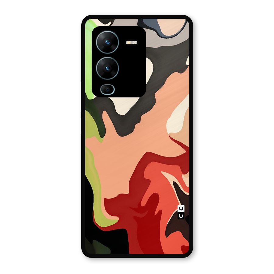 Geometric Abstract Acrylic Oil Pattern Art Metal Back Case for Vivo V25 Pro