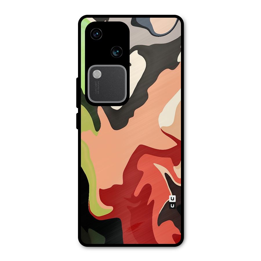 Geometric Abstract Acrylic Oil Pattern Art Metal Back Case for Vivo V30