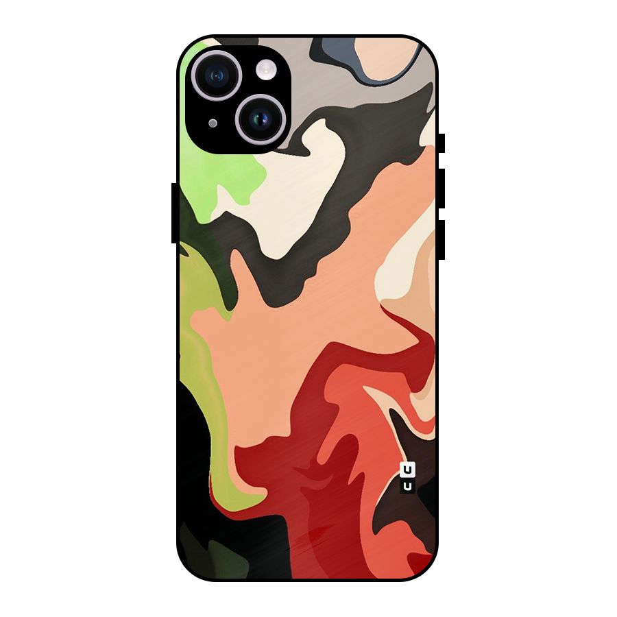 Geometric Abstract Acrylic Oil Pattern Art Metal Back Case for iPhone 14 Plus