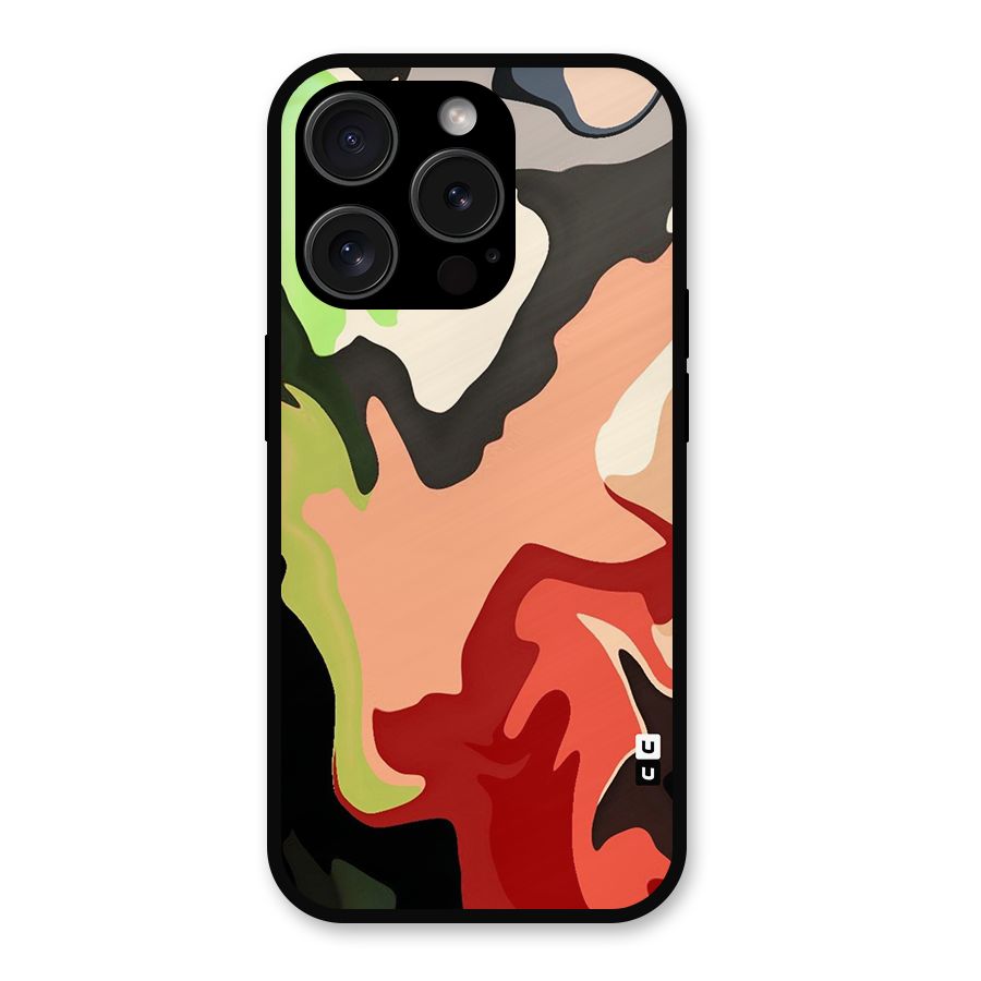 Geometric Abstract Acrylic Oil Pattern Art Metal Back Case for iPhone 15 Pro