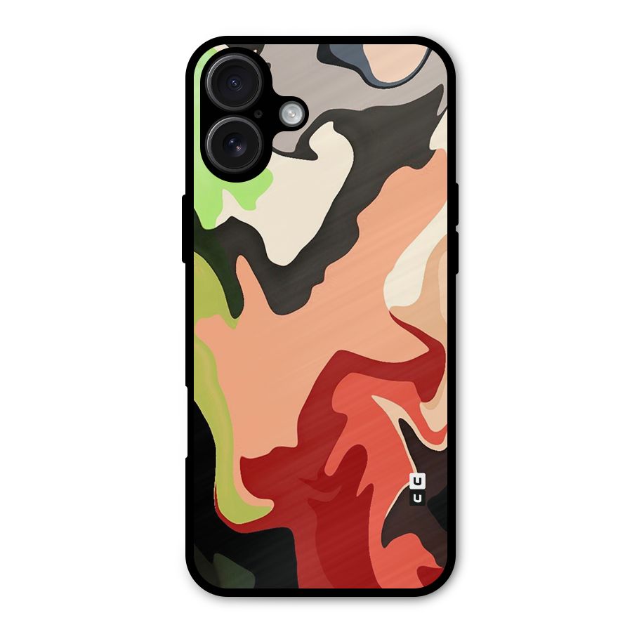Geometric Abstract Acrylic Oil Pattern Art Metal Back Case for iPhone 16 Plus