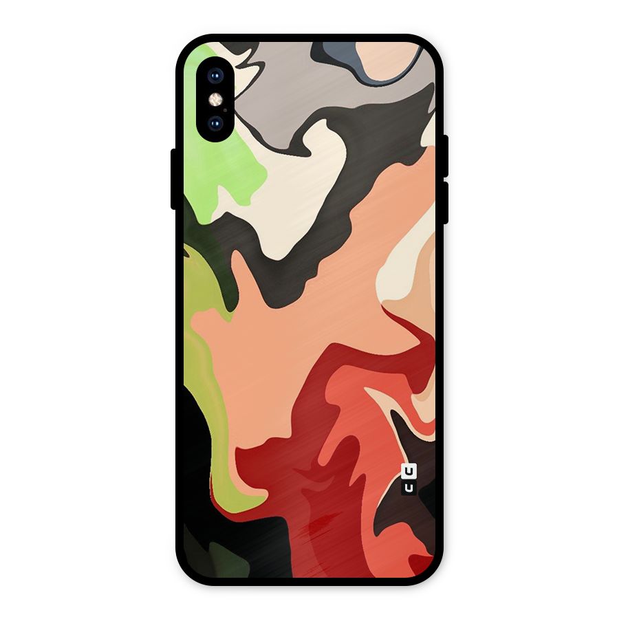 Geometric Abstract Acrylic Oil Pattern Art Metal Back Case for iPhone XS Max