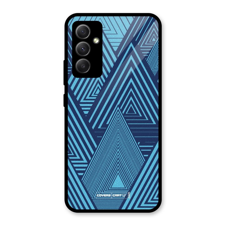 Geometric Blue Print Glass Back Case for Galaxy A34