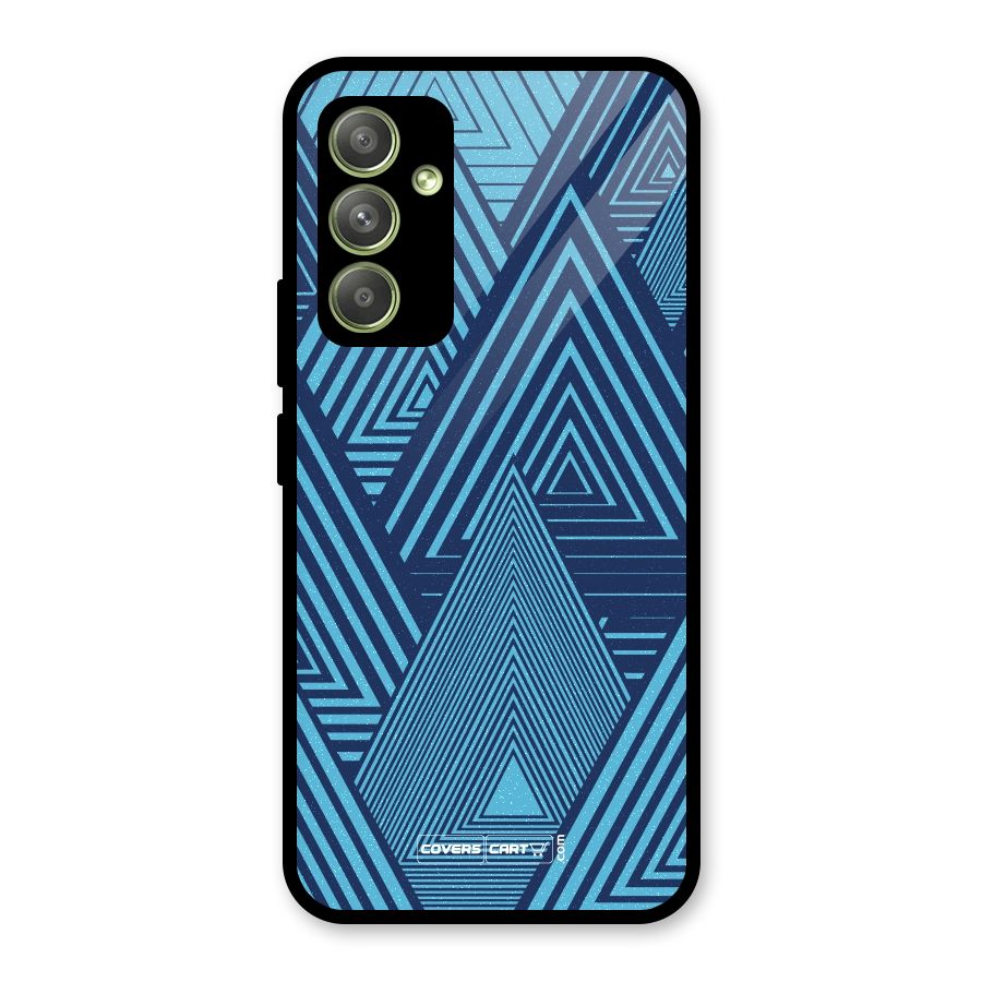 Geometric Blue Print Glass Back Case for Galaxy A54
