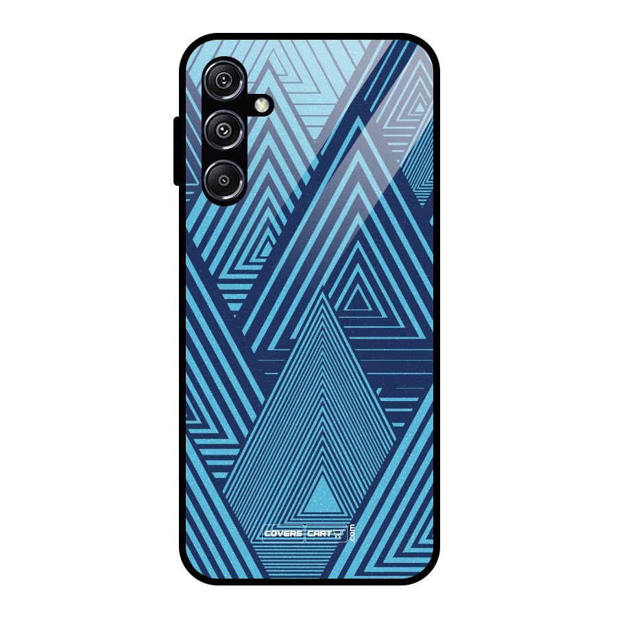 Geometric Blue Print Glass Back Case for Galaxy M34 5G