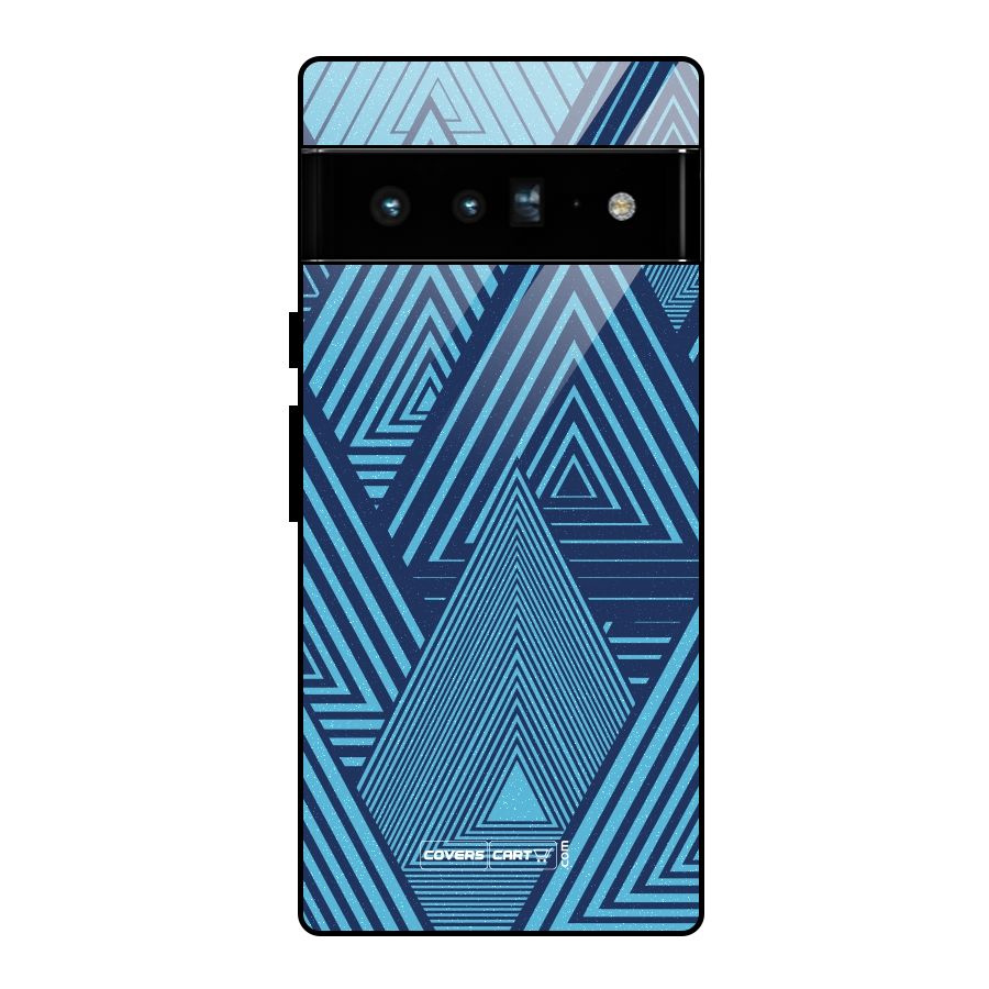 Geometric Blue Print Glass Back Case for Google Pixel 6 Pro