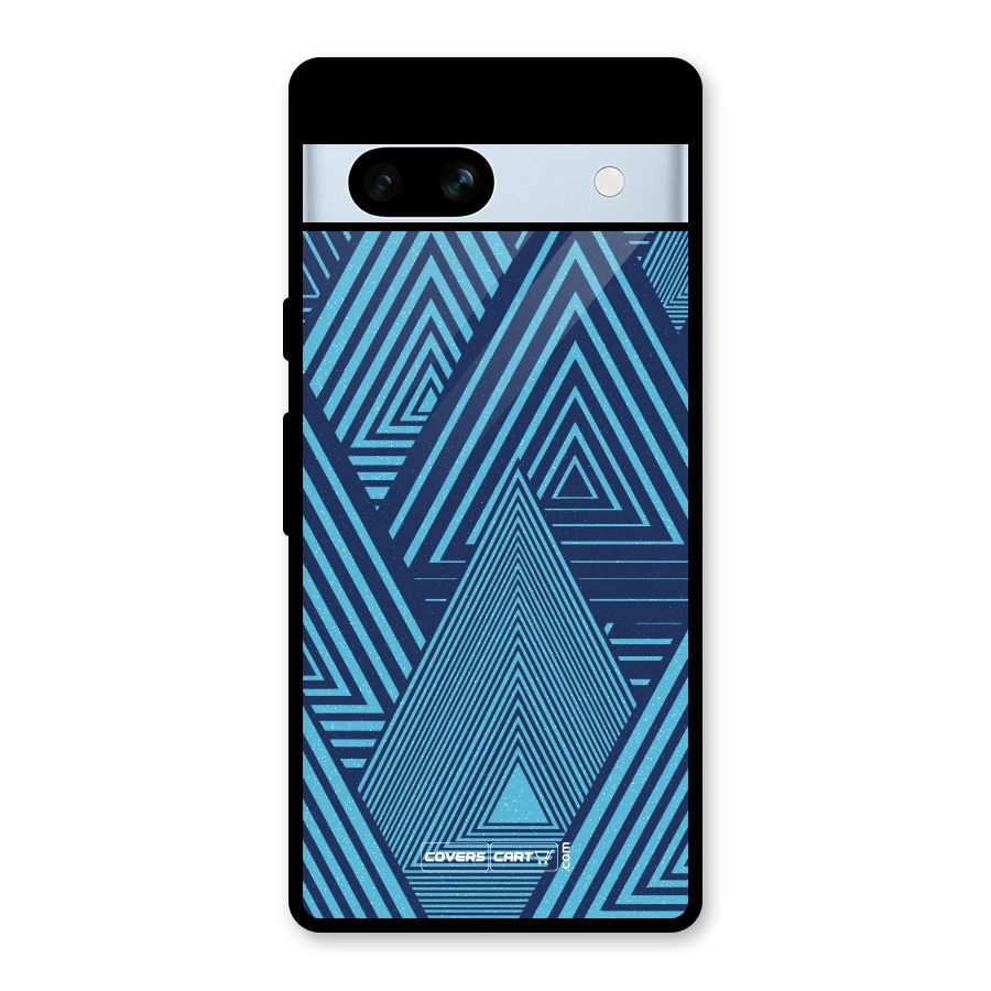 Geometric Blue Print Glass Back Case for Google Pixel 7a