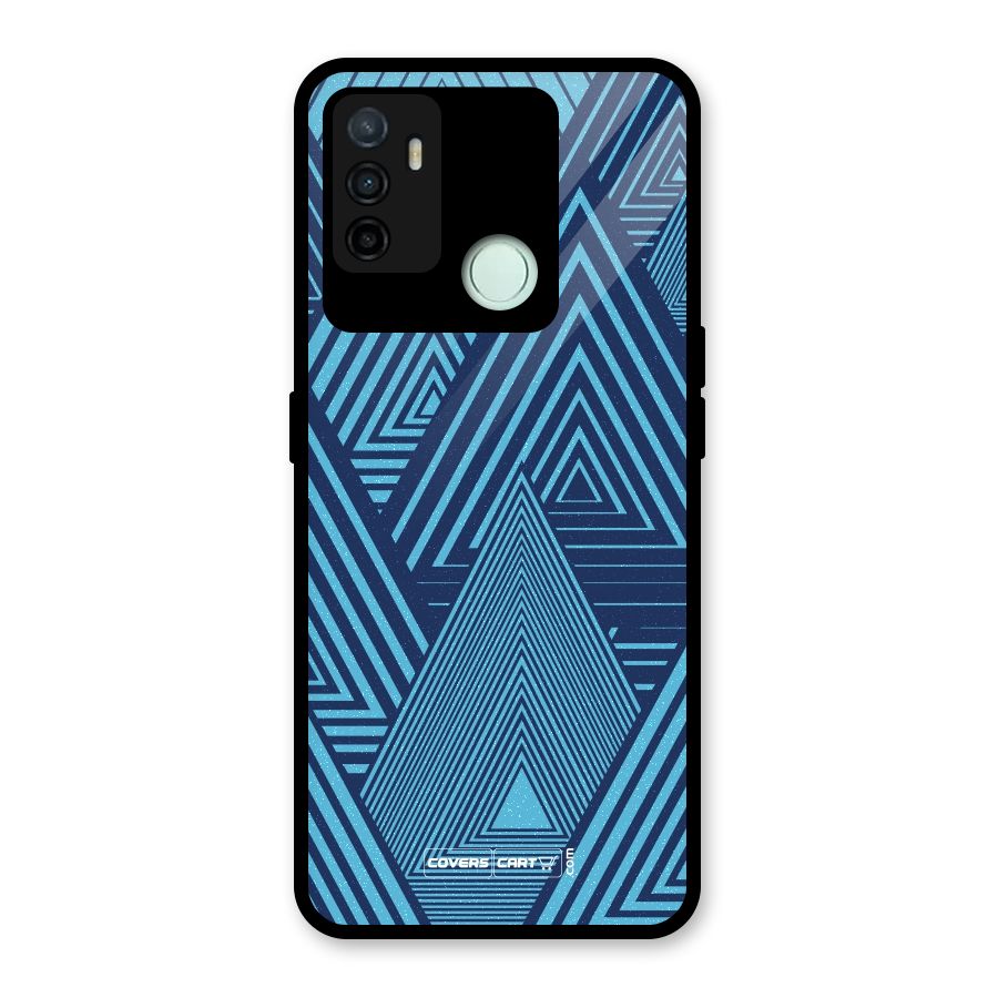 Geometric Blue Print Glass Back Case for Oppo A53