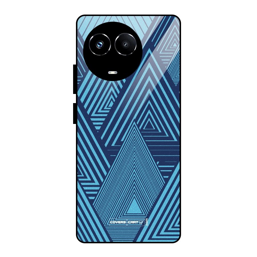 Geometric Blue Print Glass Back Case for Realme 11X