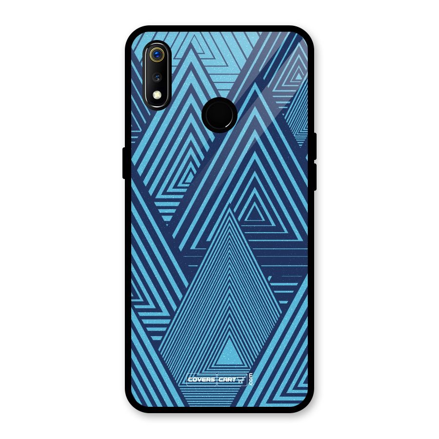 Geometric Blue Print Glass Back Case for Realme 3i