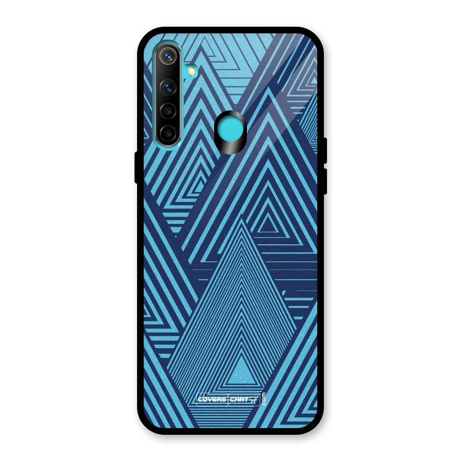Geometric Blue Print Glass Back Case for Realme 5i