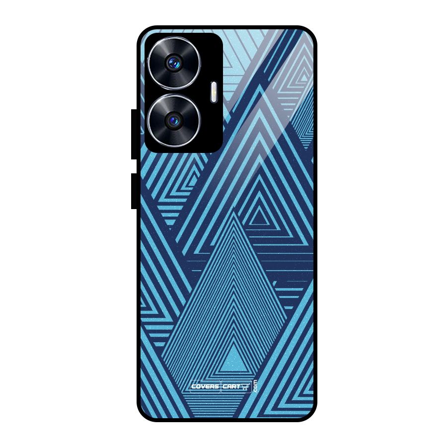 Geometric Blue Print Glass Back Case for Realme Narzo N55