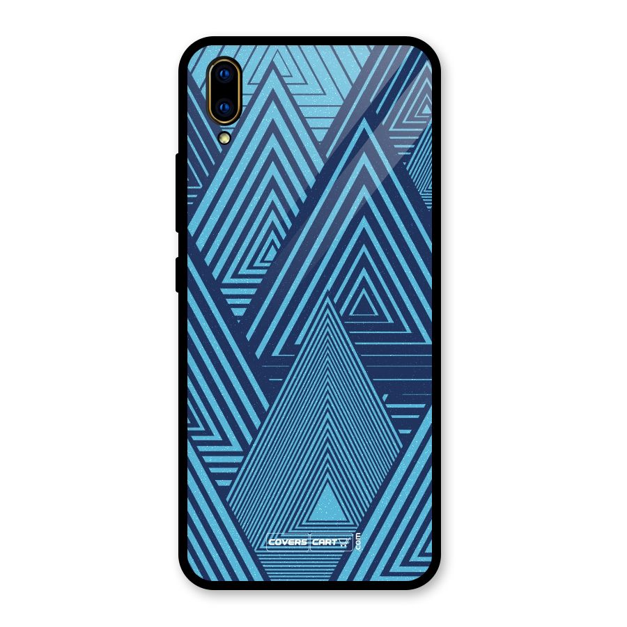 Geometric Blue Print Glass Back Case for Vivo V11 Pro