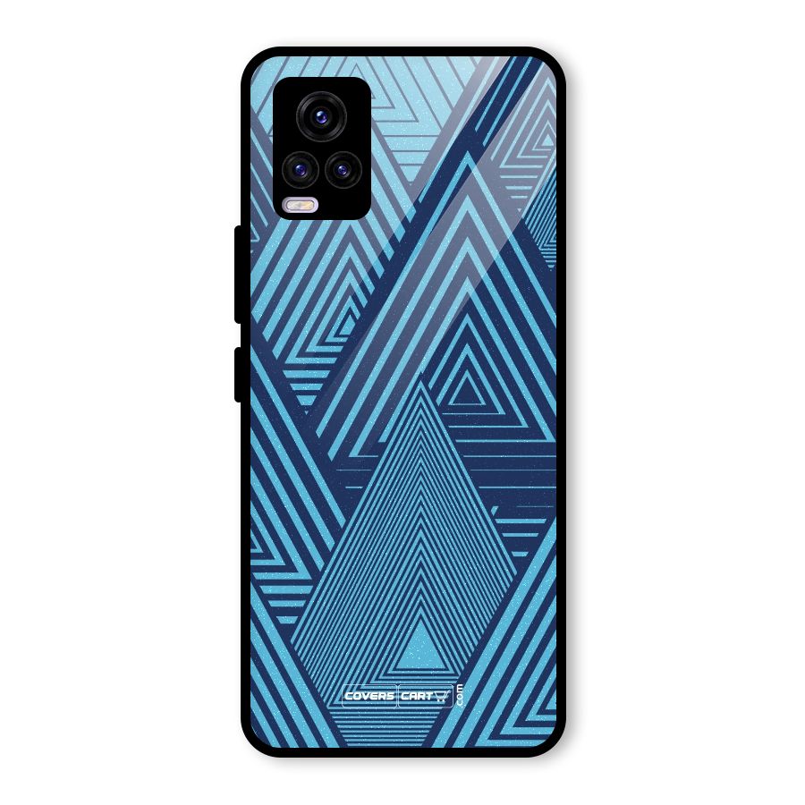 Geometric Blue Print Glass Back Case for Vivo V20 2021