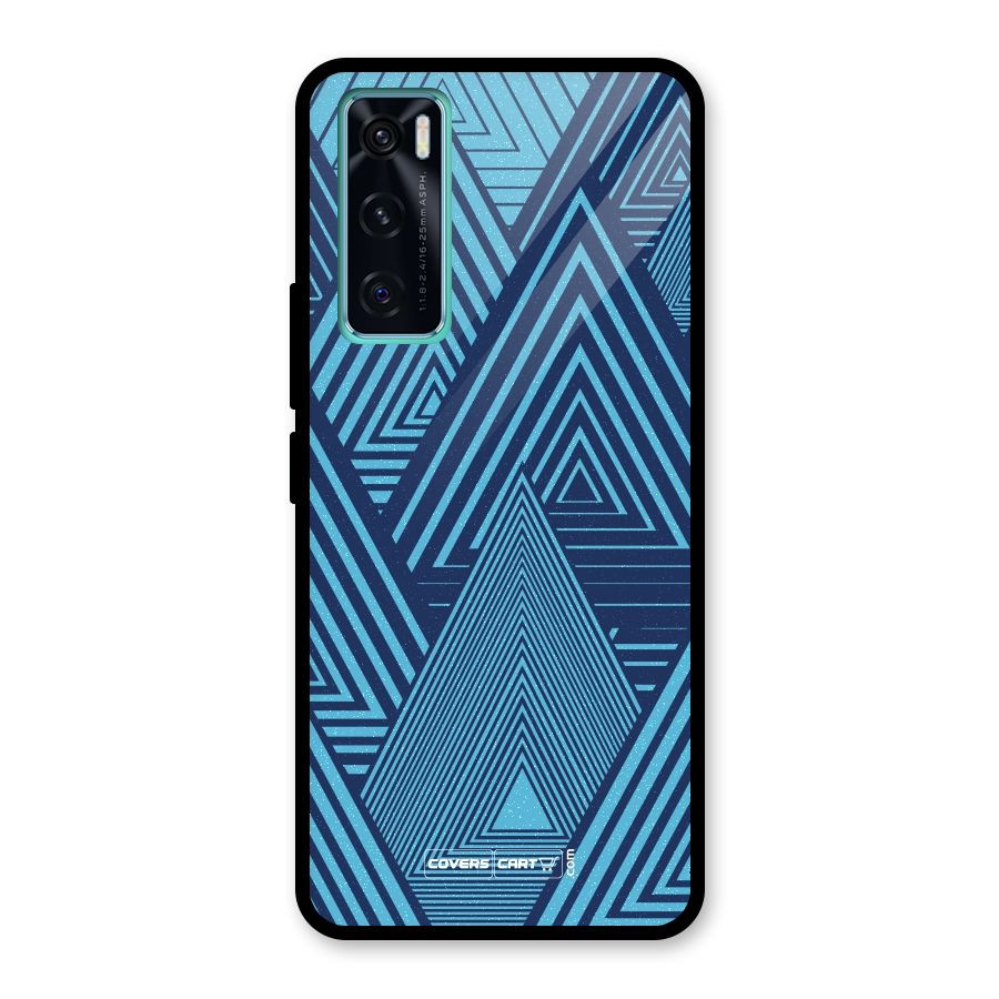 Geometric Blue Print Glass Back Case for Vivo V20 SE