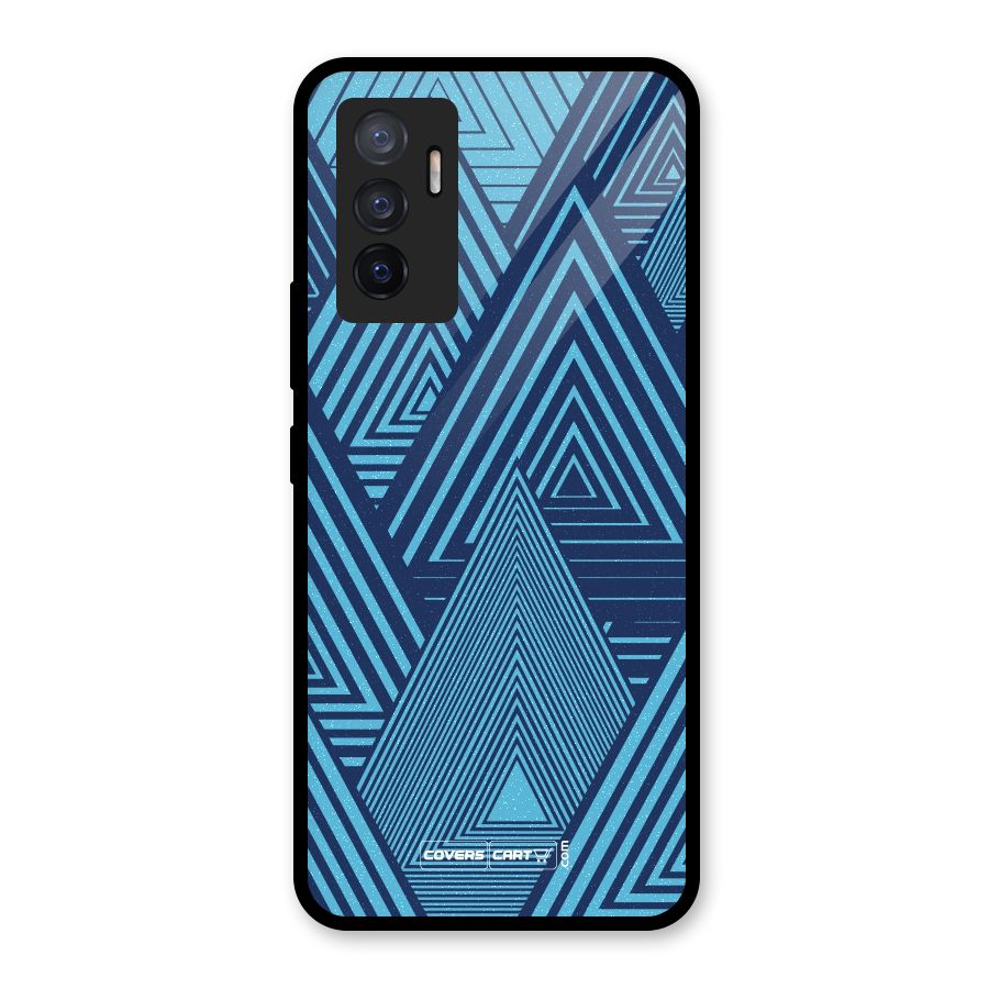 Geometric Blue Print Glass Back Case for Vivo V23e