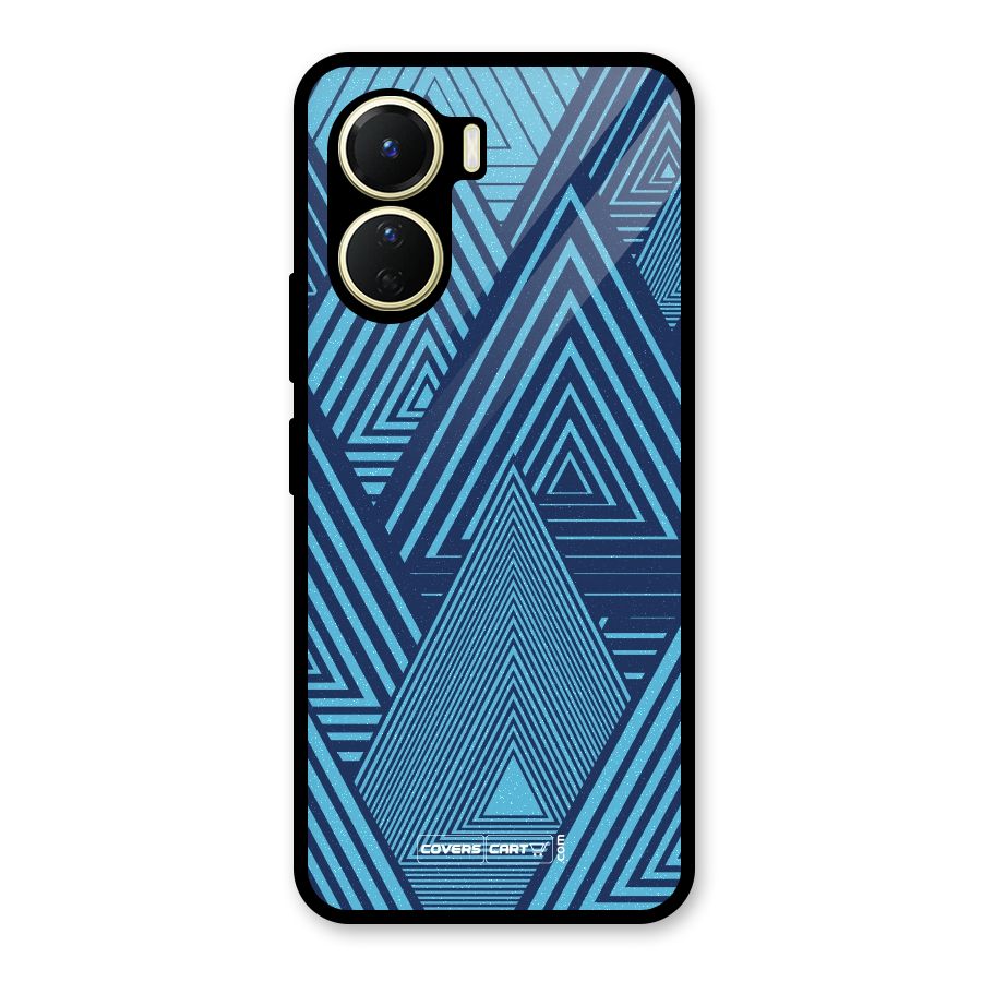 Geometric Blue Print Glass Back Case for Vivo Y16