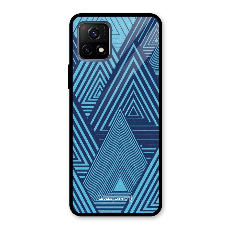 Geometric Blue Print Glass Back Case for Vivo Y72 5G
