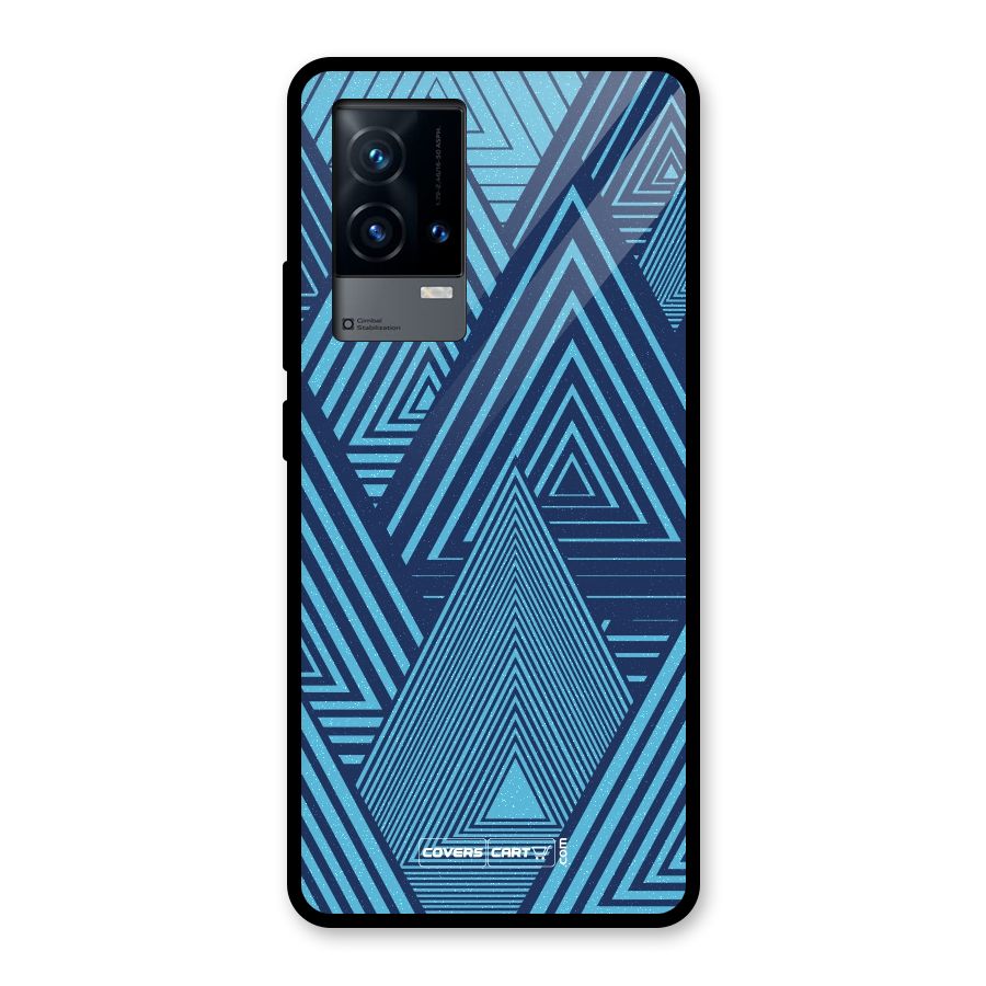 Geometric Blue Print Glass Back Case for iQOO 9 5G