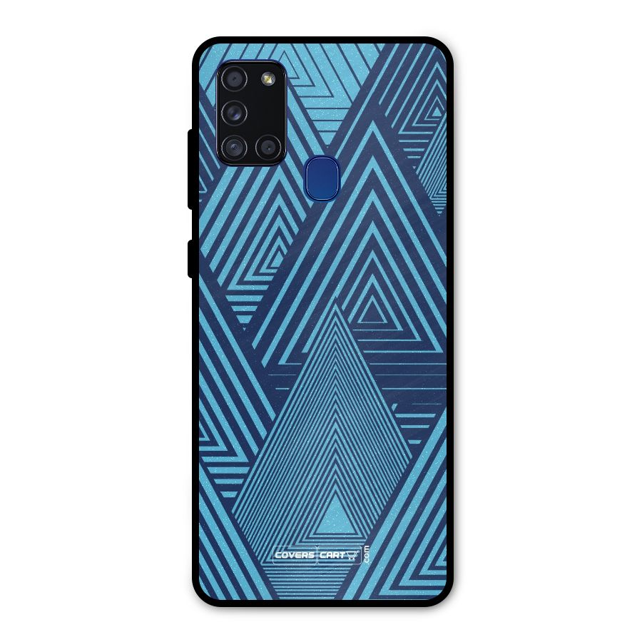 Geometric Blue Print Metal Back Case for Galaxy A21s