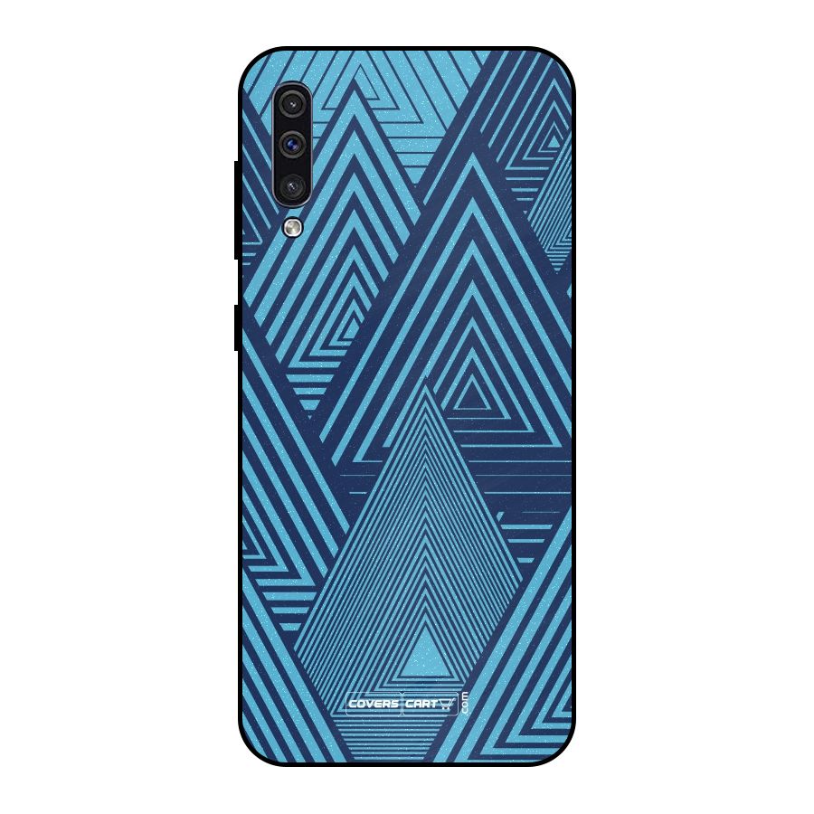 Geometric Blue Print Metal Back Case for Galaxy A30s