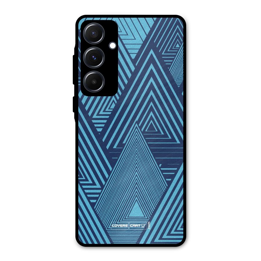 Geometric Blue Print Metal Back Case for Galaxy A55