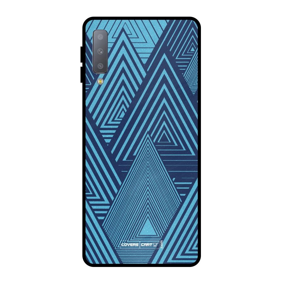 Geometric Blue Print Metal Back Case for Galaxy A7 (2018)