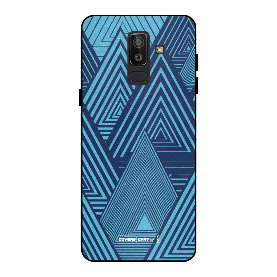 Geometric Blue Print Metal Back Case for Galaxy J8