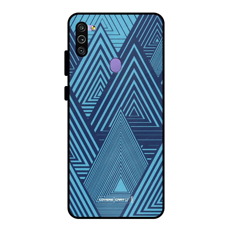 Geometric Blue Print Metal Back Case for Galaxy M11