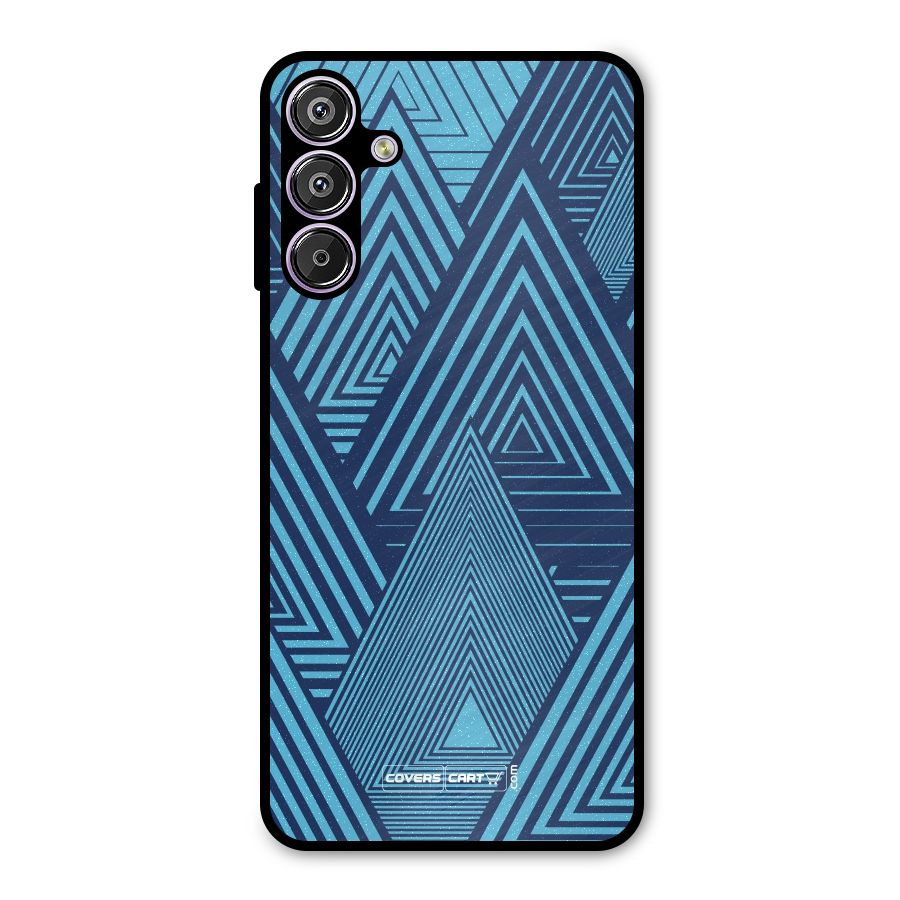 Geometric Blue Print Metal Back Case for Galaxy M15