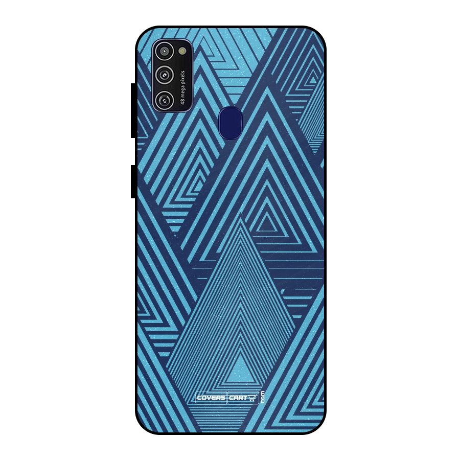 Geometric Blue Print Metal Back Case for Galaxy M30s