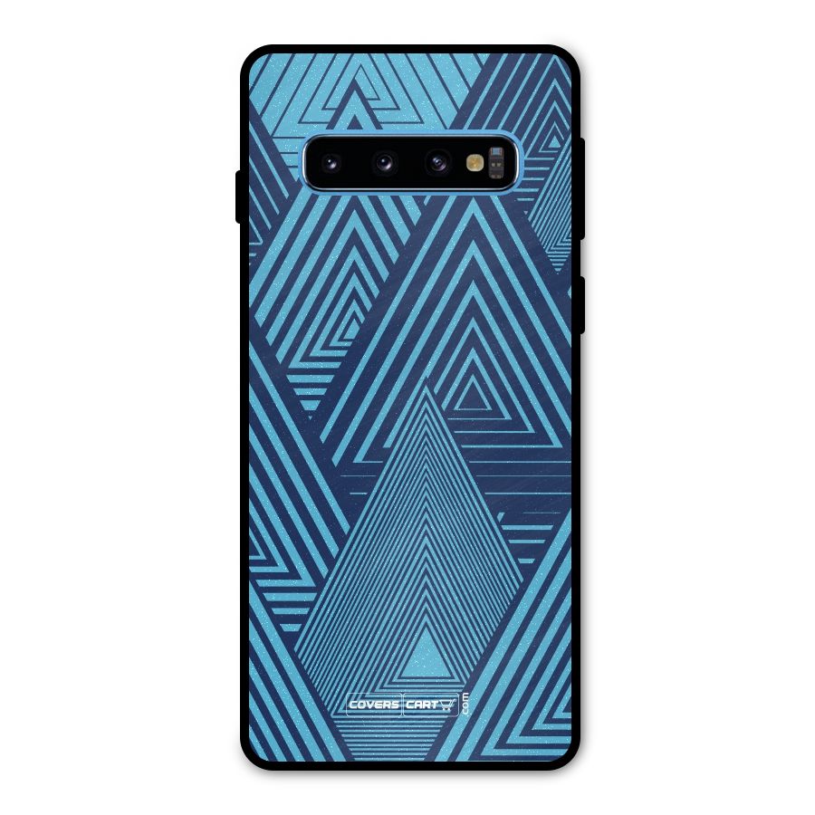 Geometric Blue Print Metal Back Case for Galaxy S10