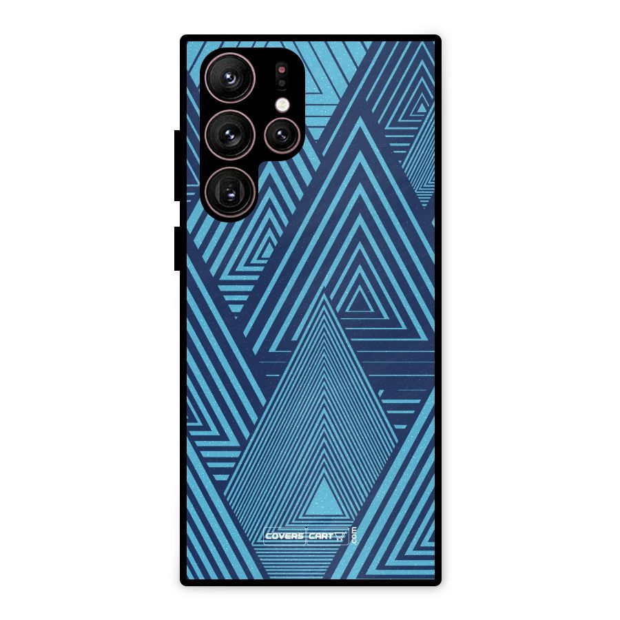 Geometric Blue Print Metal Back Case for Galaxy S22 Ultra 5G