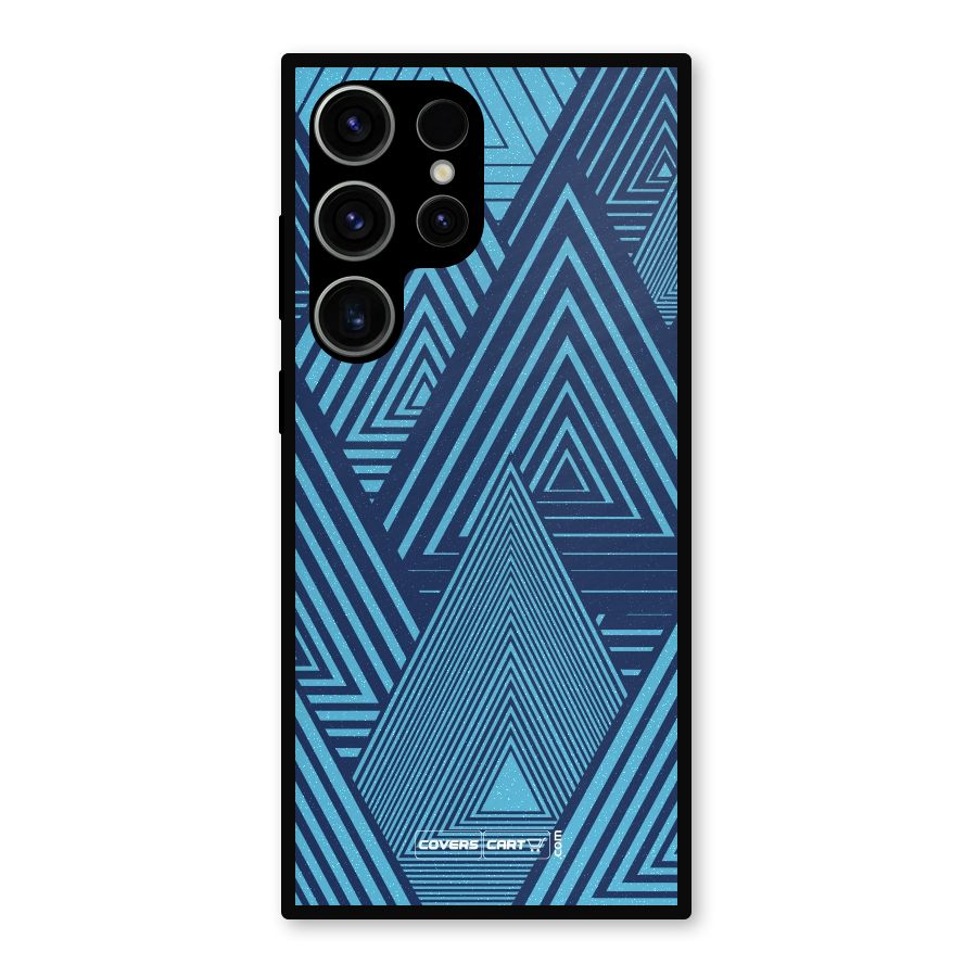 Geometric Blue Print Metal Back Case for Galaxy S23 Ultra
