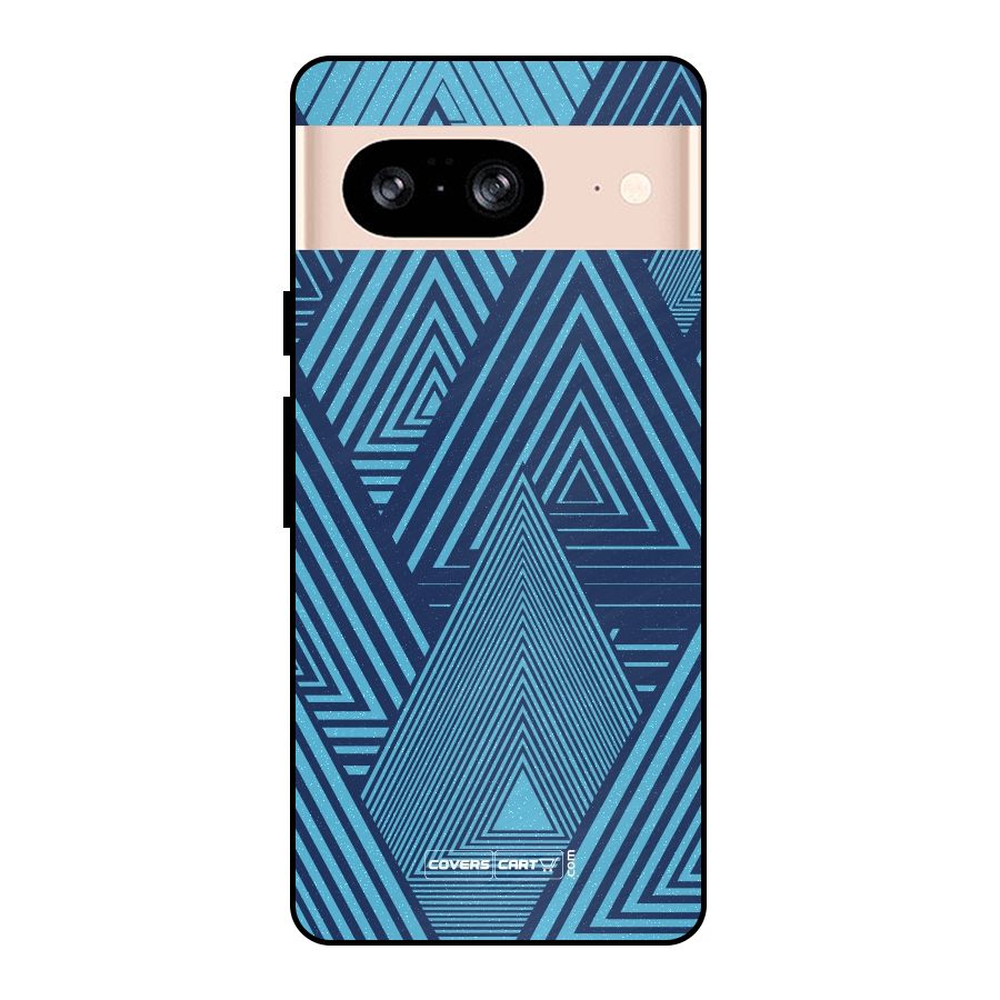 Geometric Blue Print Metal Back Case for Google Pixel 8