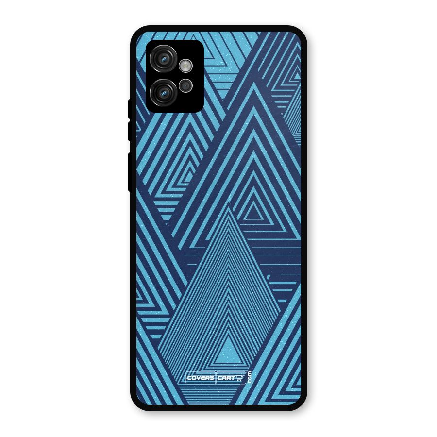 Geometric Blue Print Metal Back Case for Moto G32