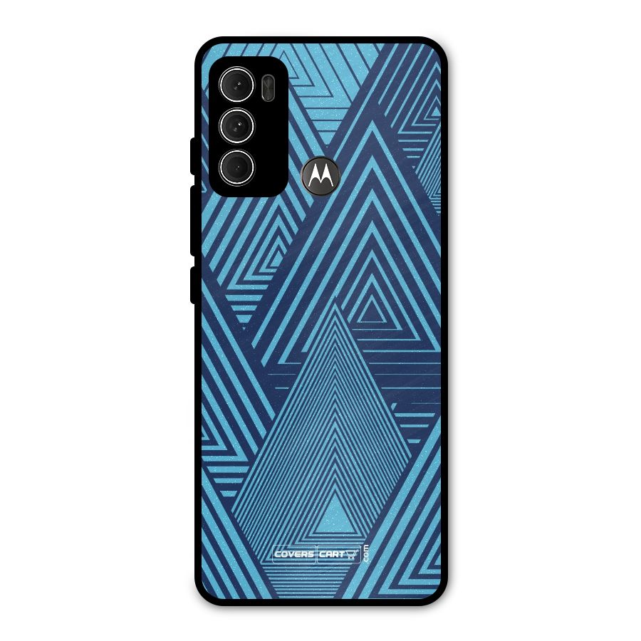 Geometric Blue Print Metal Back Case for Moto G60