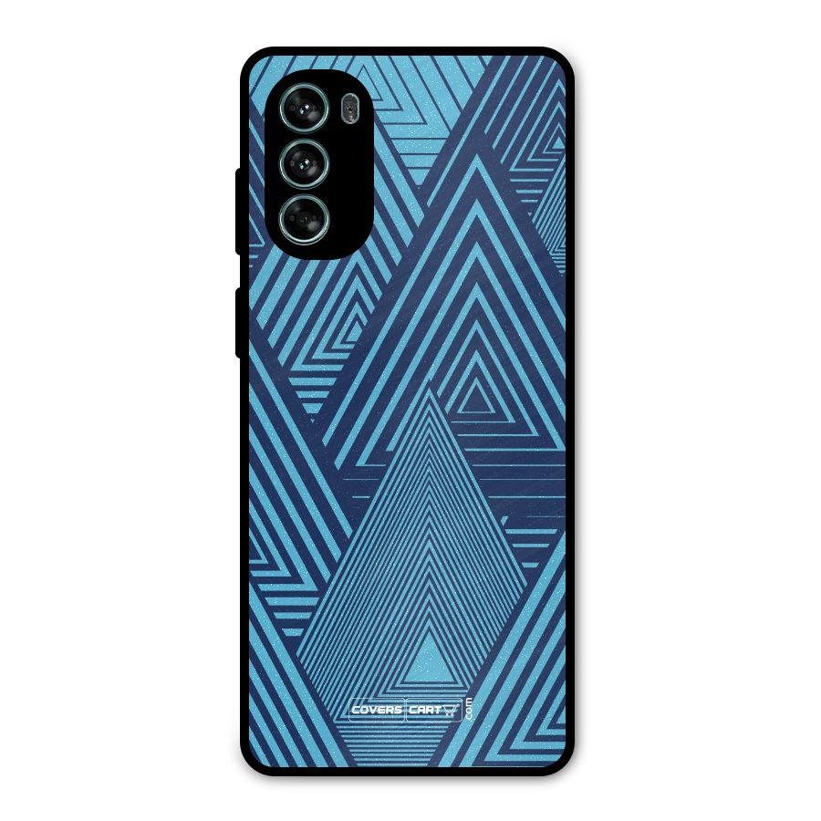 Geometric Blue Print Metal Back Case for Moto G62