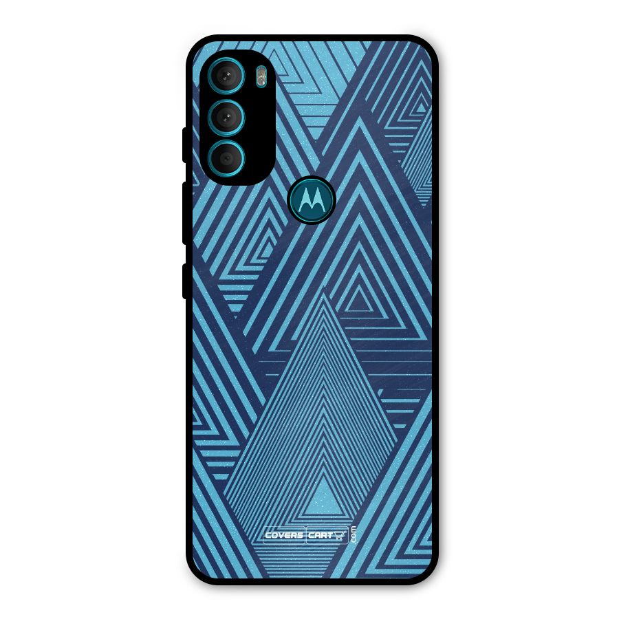 Geometric Blue Print Metal Back Case for Moto G71 5G