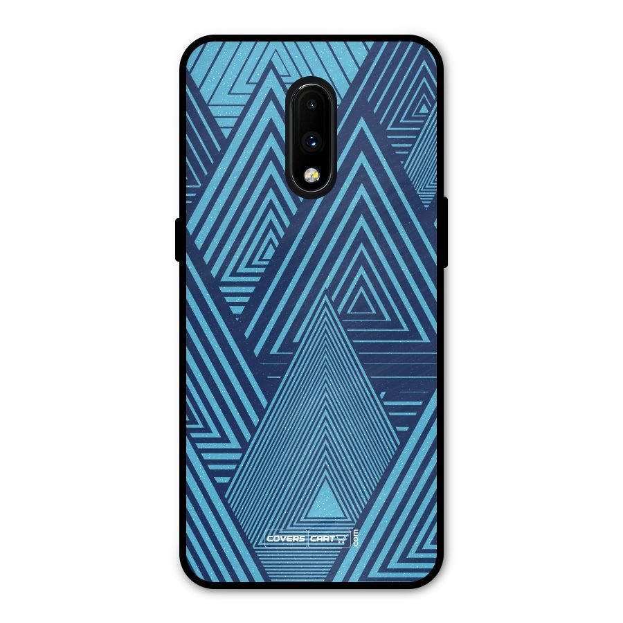 Geometric Blue Print Metal Back Case for OnePlus 7
