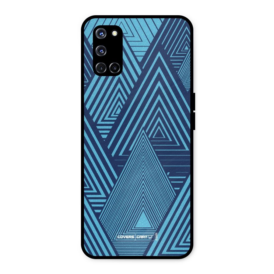 Geometric Blue Print Metal Back Case for Oppo A52